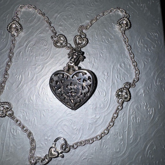 Vintage Judith Ripka 925 sterling silver and CZ heart charm necklace - Picture 7 of 12